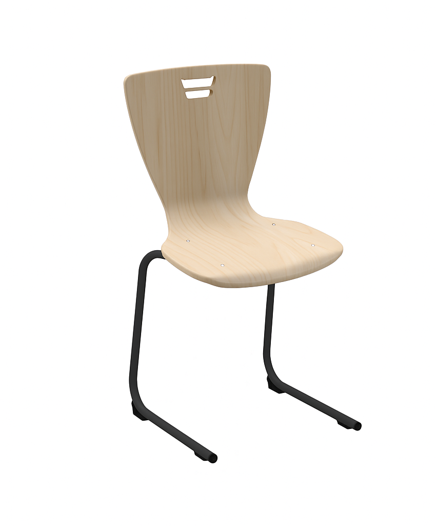 Стілець учнівський з фанерним моноблоком, на гнутому металокаркасі, ЛЕЛЕКА, 420х475х830 мм.